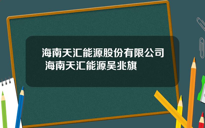 海南天汇能源股份有限公司 海南天汇能源吴兆旗